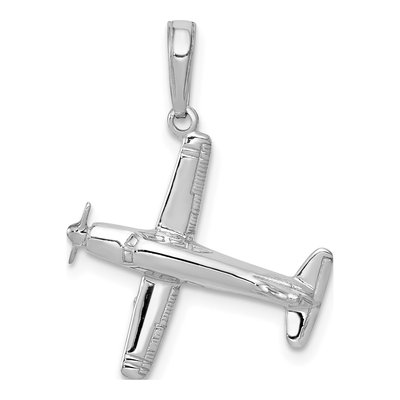 14K White Gold 3-D Airplane Pendant