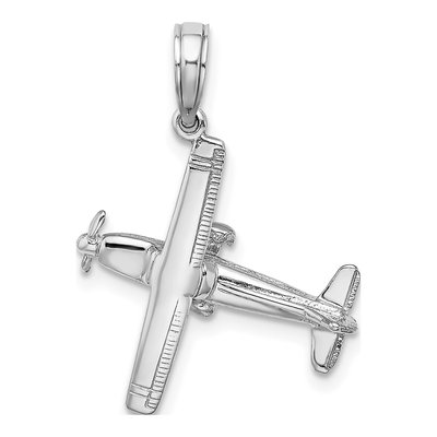14K White Gold 3-D Airplane Pendant – view 5
