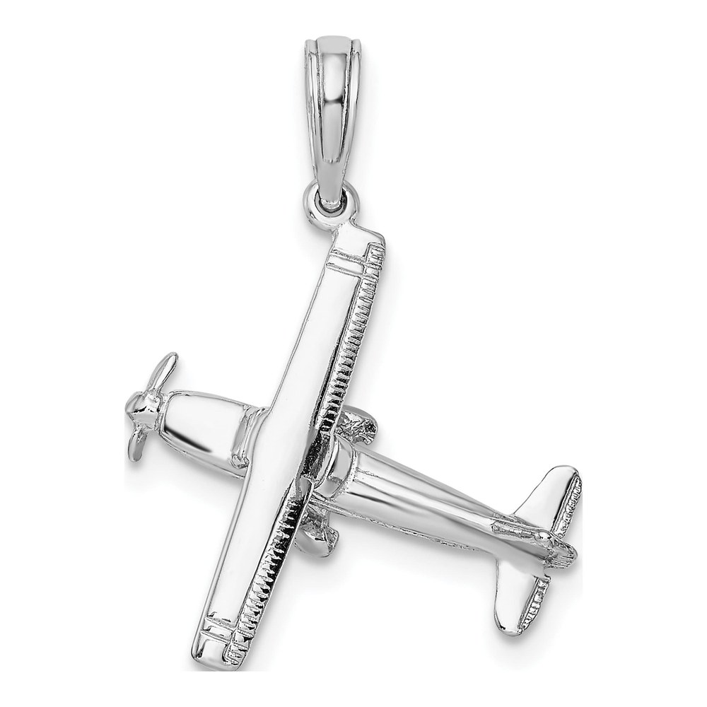 14K White Gold 3-D Airplane Pendant