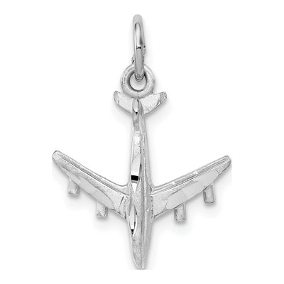 14K White Gold 3-D Airplane Pendant