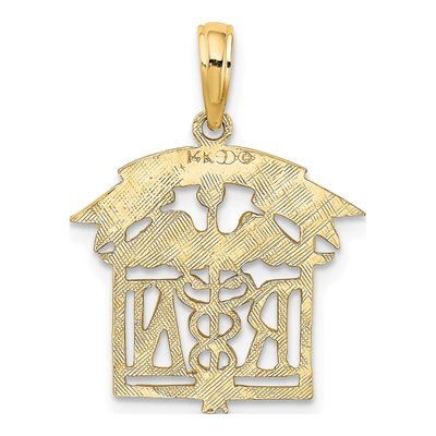14K Yellow Gold RN Nurse Pendant – view 5
