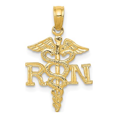 14K Yellow Gold R.N Registered Nurse Pendant