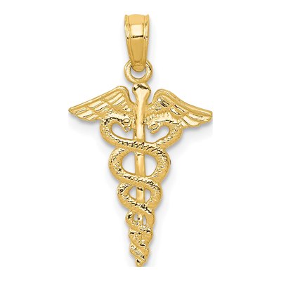 14K Yellow Gold Caduceus Pendant