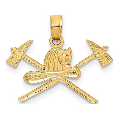 14K Yellow Gold Fire Department Insignia Charm