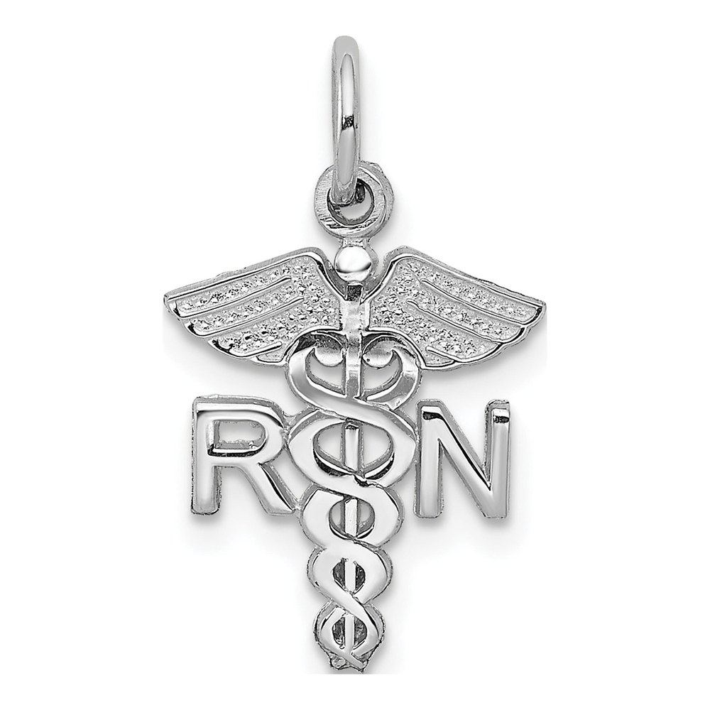 14K White Gold RN Registered Nurse Pendant