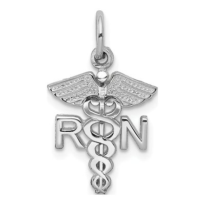 14K White Gold RN Registered Nurse Pendant