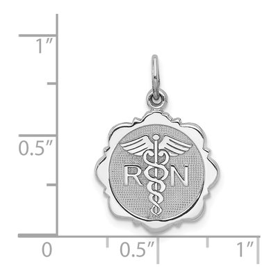 14K White Gold RN Nurse Disc Pendant – view 4