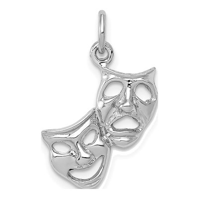 14K White Gold Comedy Tragedy Pendant