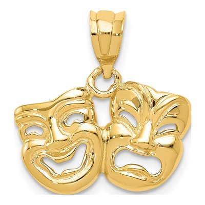 14K Yellow Gold Comedy Tragedy Pendant