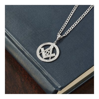14K White Gold Large Masonic Symbol Pendant – view 5