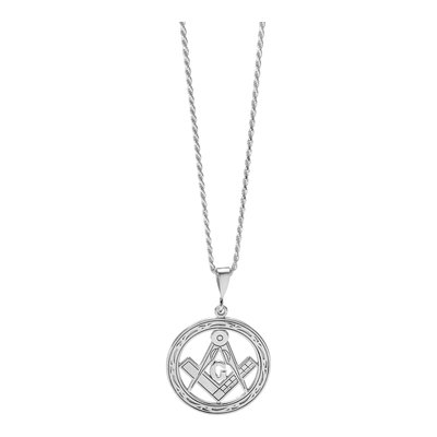 14K White Gold Large Masonic Symbol Pendant – view 6