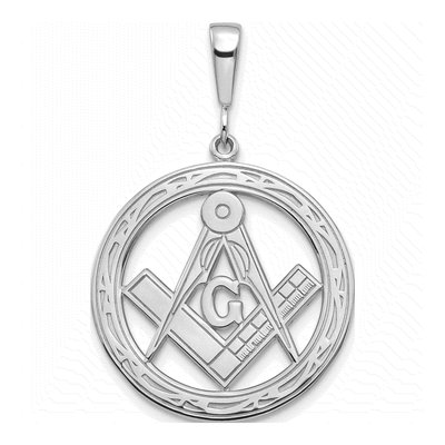 14K White Gold Large Masonic Symbol Pendant