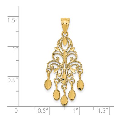 14K Yellow Gold Diamond-Cut Chandelier Pendant – view 4