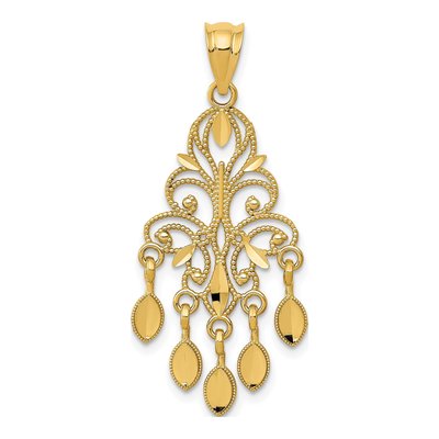 14K Yellow Gold Diamond-Cut Chandelier Pendant