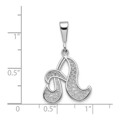 14K White Gold Filigree Letter A Pendant – view 4
