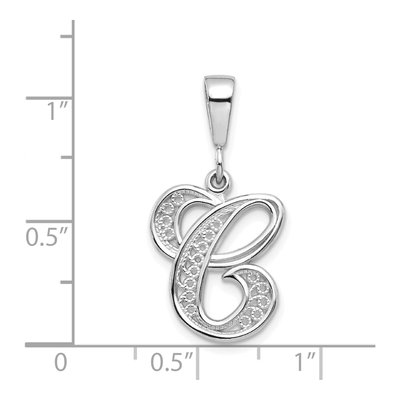 14K White Gold Letter C Pendant – view 4
