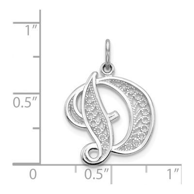 14K White Gold Filigree Letter D Pendant – view 4