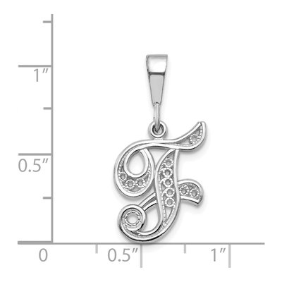 14K White Gold Filigree Letter F Pendant – view 4
