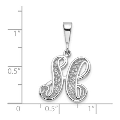 14K White Gold Filigree Letter H Pendant – view 4