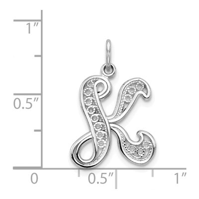 14K White Gold Letter K Pendant – view 4