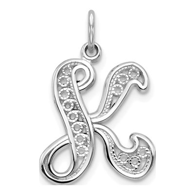 14K White Gold Letter K Pendant
