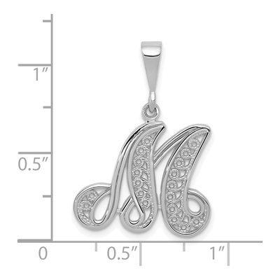 14K White Gold Letter M Pendant – view 4