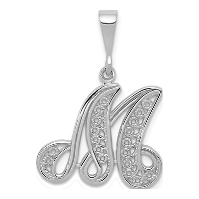 14K White Gold Letter M Pendant
