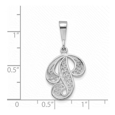 14K White Gold Script Letter P Pendant – view 4