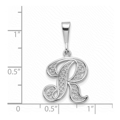 14K White Gold Letter R Pendant – view 4