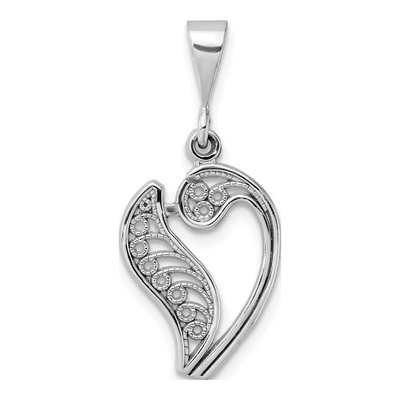 14K White Gold Letter V Pendant