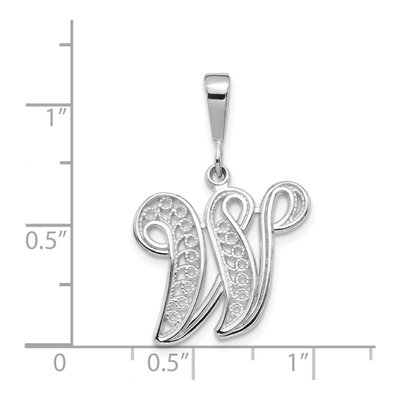 14K White Gold Filigree Letter W Pendant – view 4