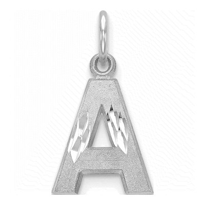 14K White Gold Diamond-Cut Letter A Charm
