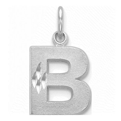 14K White Gold Letter B Charm