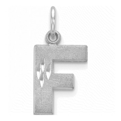 14K White Gold Letter F Pendant