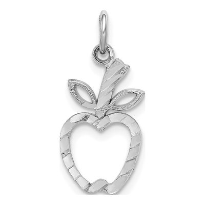 14K White Gold Diamond-Cut Apple Pendant
