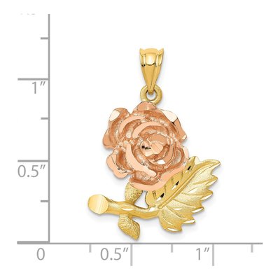 14K Two-Tone Gold Diamond-Cut Flower Pendant – view 4