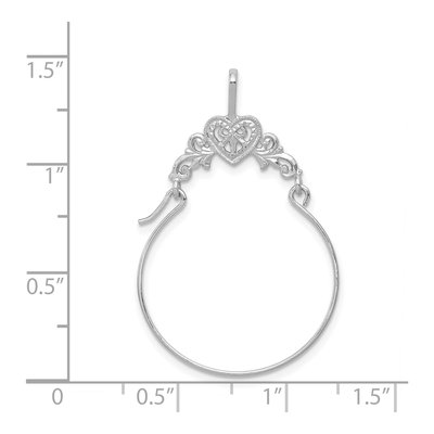 14K White Gold Filigree Heart Holder Pendant – view 5