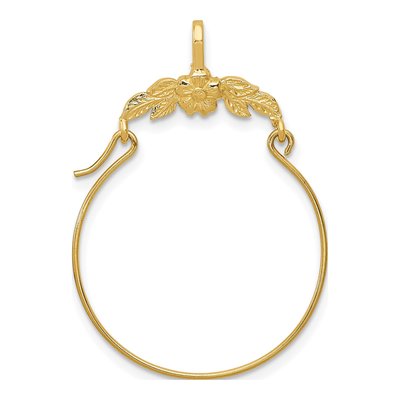 14K Yellow Gold Floral Holder Pendant