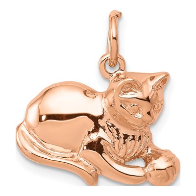 14K Rose Gold Cat Pendant