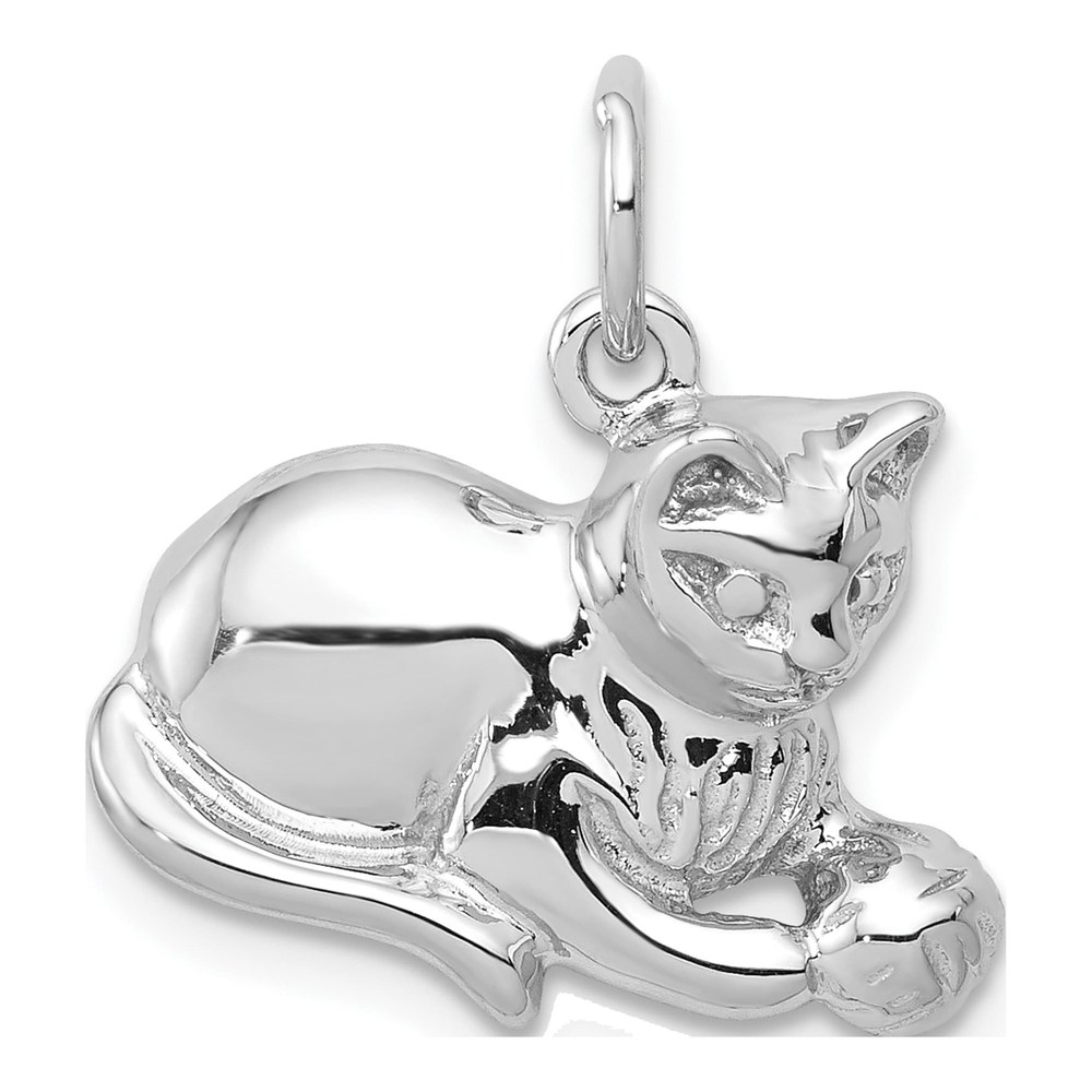 14K White Gold Cat Pendant