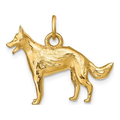 14K Yellow Gold 3-D German Shepherd Dog Charm – view 4