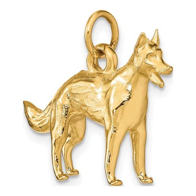 14K Yellow Gold 3-D German Shepherd Dog Charm – view 6