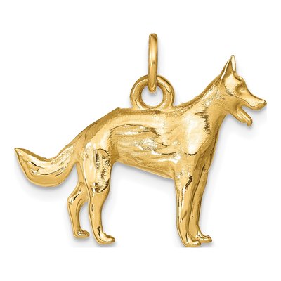 14K Yellow Gold 3-D German Shepherd Dog Charm