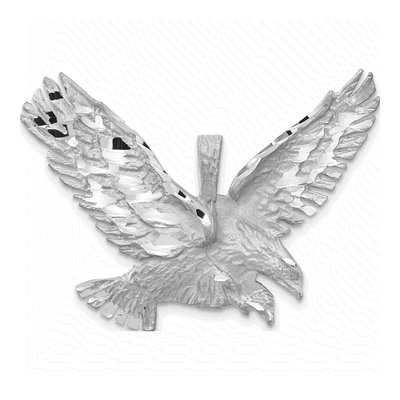 14K White Gold Diamond-Cut Eagle Pendant