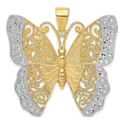 14K Yellow Gold Filigree Butterfly Pendant