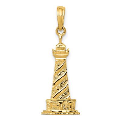 14K Yellow Gold Cape Hatteras Lighthouse Pendant
