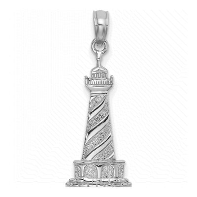 14K White Gold Cape Hatteras Lighthouse Charm