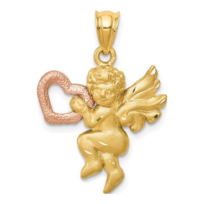 14K Two-Tone Gold Angel Pendant