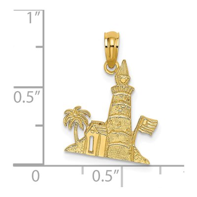 14K Yellow Gold Lighthouse Palm Tree Charm – view 4