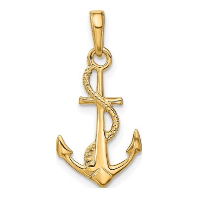 14K Yellow Gold 3-D Anchor Pendant – view 4